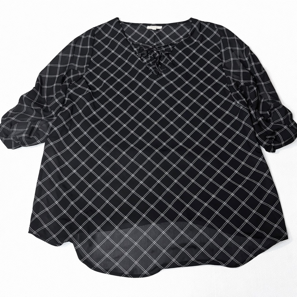🖤 Maurices Black & White Sheer Blouse (Size 1 /‎ Plus